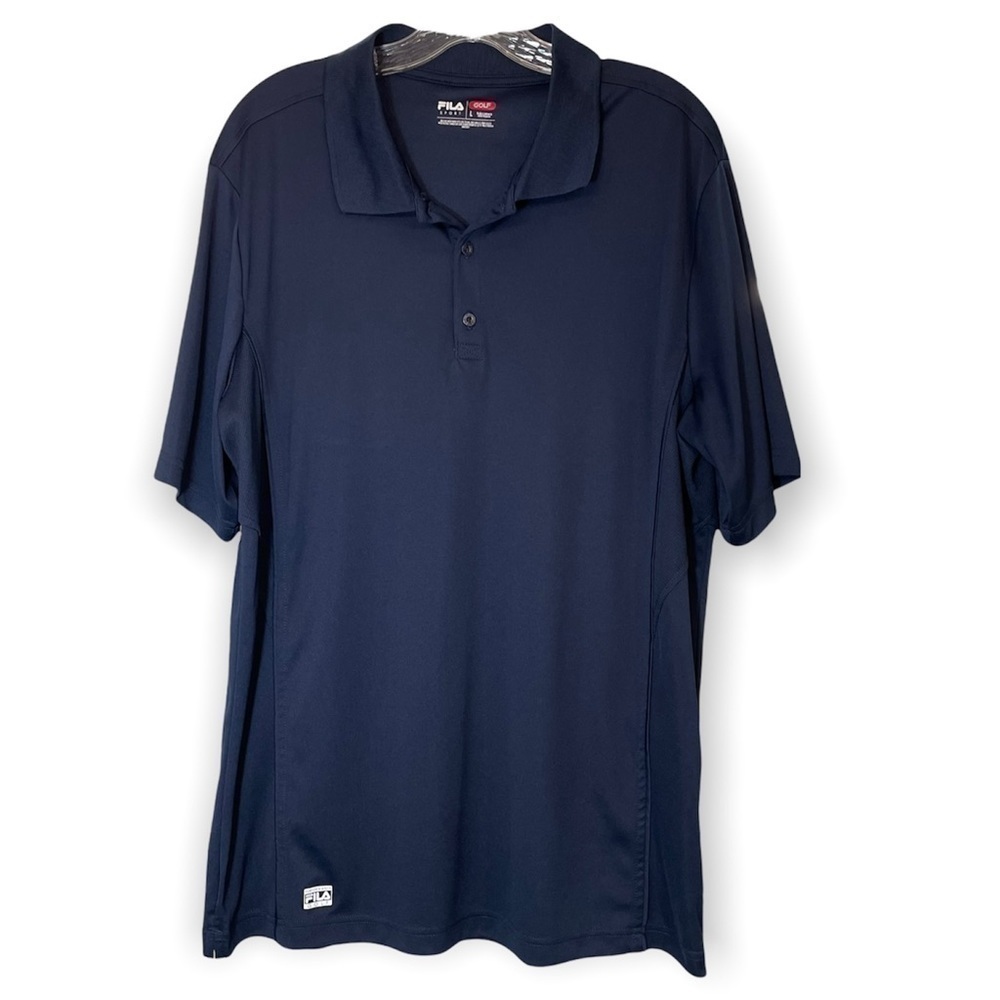 Fila Golf Sports Polo Shirt Navy lightweight breathable side gussets, EUC‌‌‌‌‌